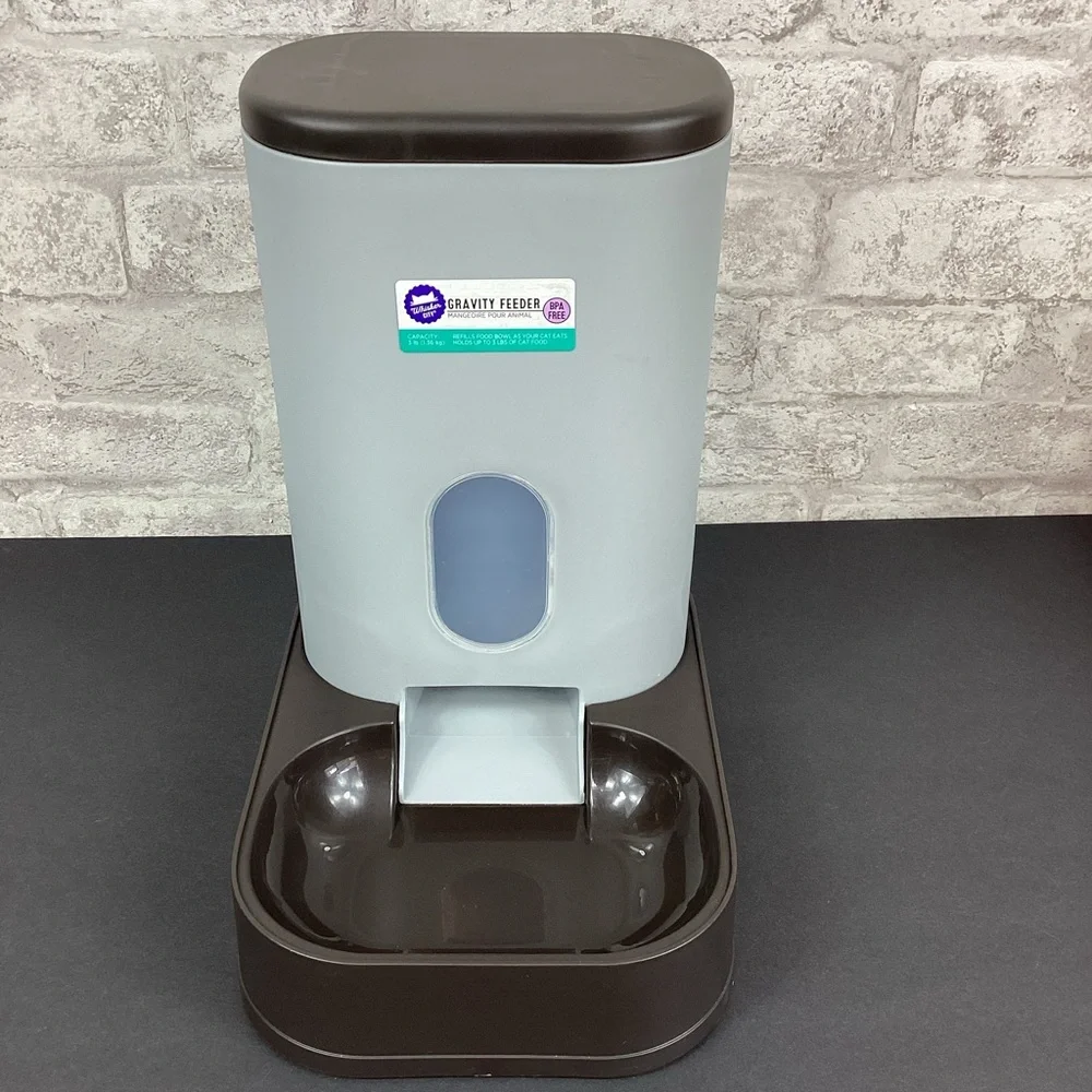 Whisker City Automatic Pet Feeder in Gray and Black Holds Up To 3lbs. of Food